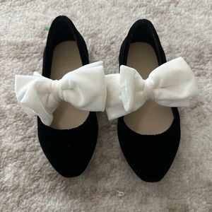 Velvet Bow Ballet Shoes for little girls